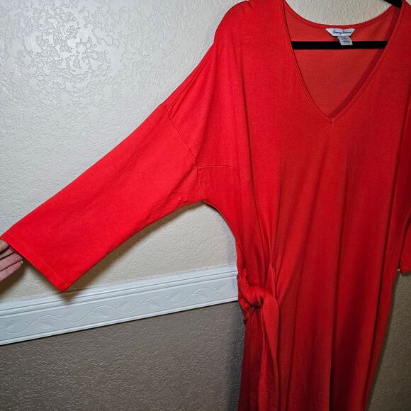 Tommy Bahama Womens Dress Tie Side Sleeved Preppy Summer Orange Large Midi Large - Picture 5 of 13